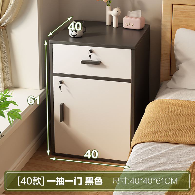 흰색 문이 달린 40cm 검정색 캐비닛