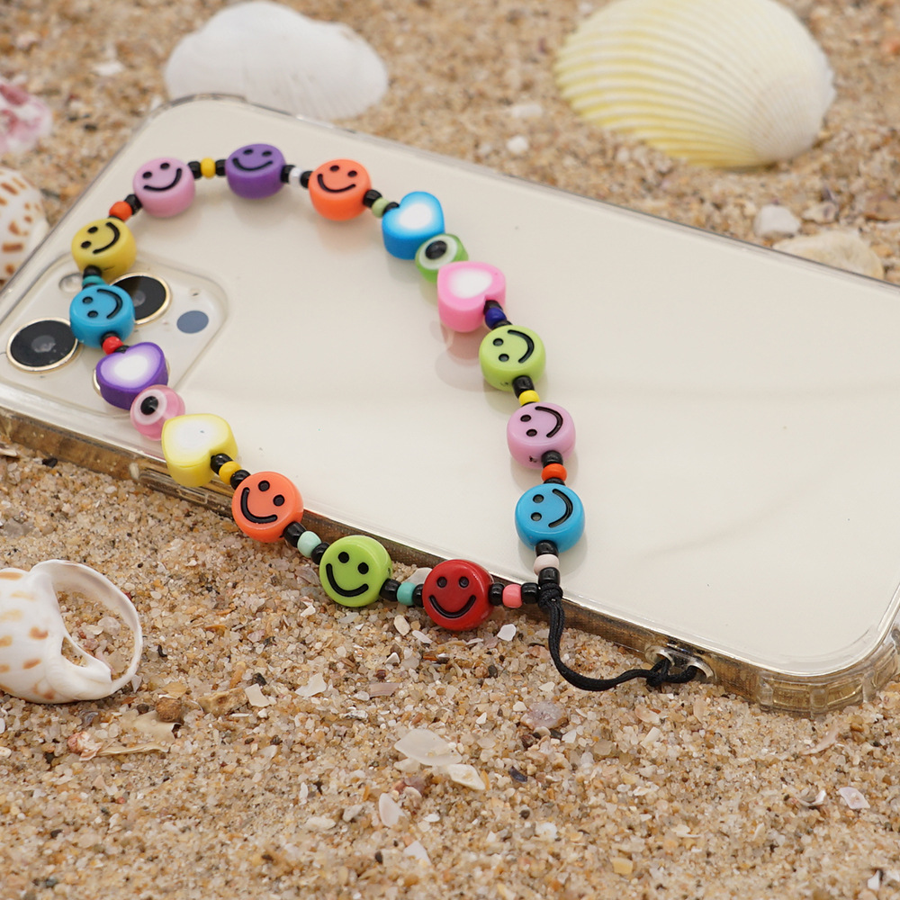personality fashion smiley face beads mobile phone lanyardpicture3