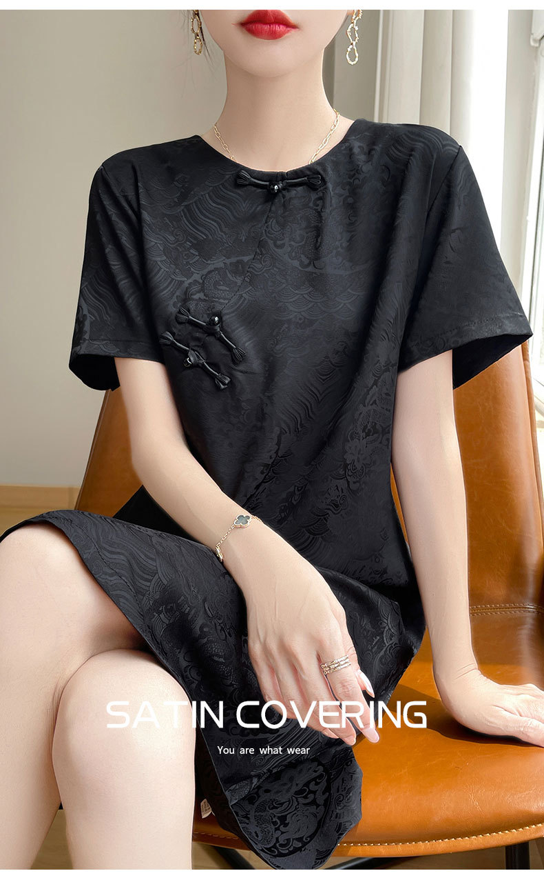 New Chinese-style Modernized Jacquard Cheongsam For Women 2024, High-end Exquisite Retro Short-sleeve With Buttoned_ecoleips.com