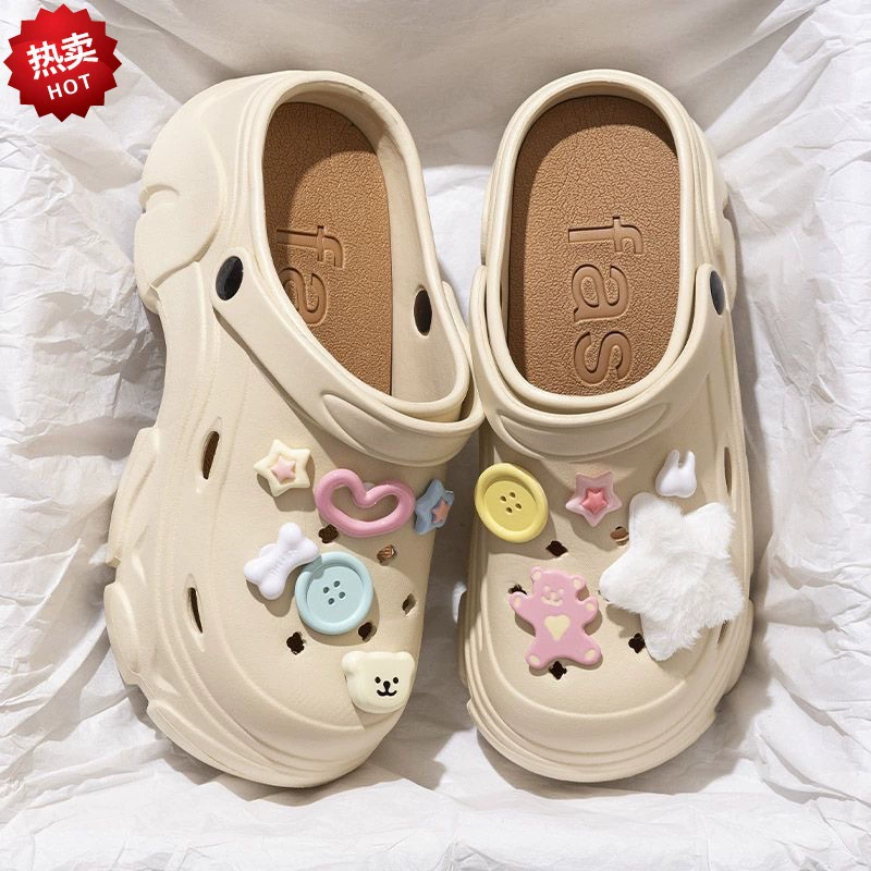 Лето 2025 новые пуговицы DIY пещерные туфли для женщин носить высокие каблуки на открытом воздухе