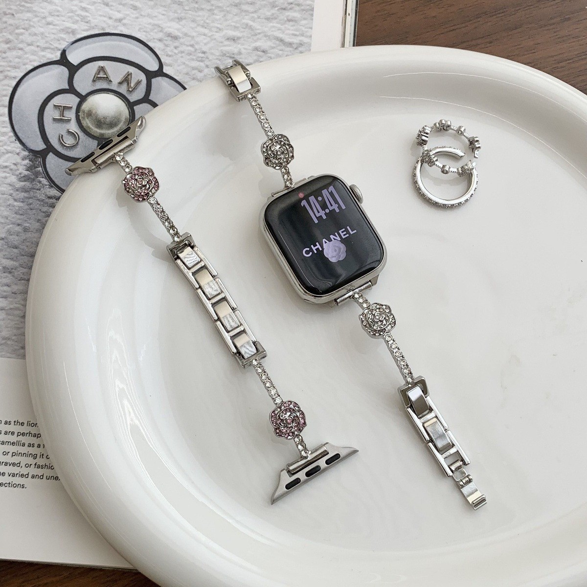 Suitable for Apple Iwatch10 Watch with Thin Camellia 987654 Generation Xiaomi 10/9/8 Female Huawei Fit4