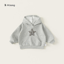 宥宝童装儿童卫衣灰色中小童连帽衫春季新品女童上衣宽松男童衣服