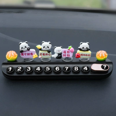 Car creative temporary parking number plate cute panda car mobile phone plate car decoration car decoration (Nömrəli dayanma kartı) - 3d-text-panda-black-aromatherapy-license-plate-genuine