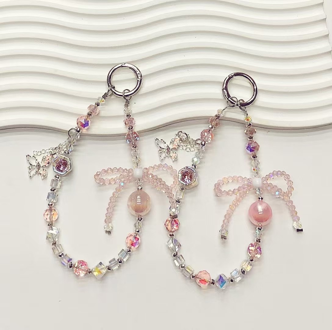 Alta sensación de cuentas de vidrio esmaltado cadena de teléfono móvil pulsera colgante de moda explosión de cristal cuentas de llavero bolsos colgante