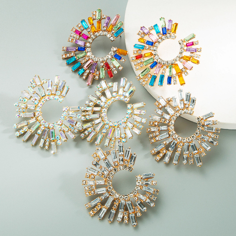 Electroplating Gold Plating Process Alloy Ear Needle Material Fashion Water Droplets Diamond Alloy Artificial Gemstones Earrings