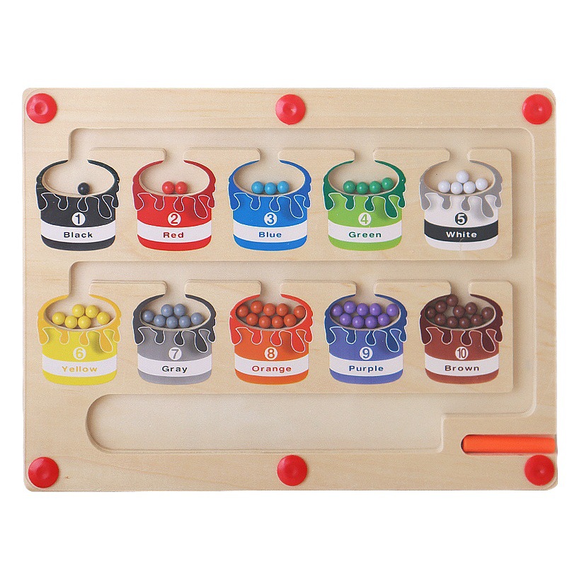Transfronterizo de los niños de madera magnética del grano de la pluma Cambio de conteo magnético de cálculo de clasificación de color juego de educación temprana juguetes educativos