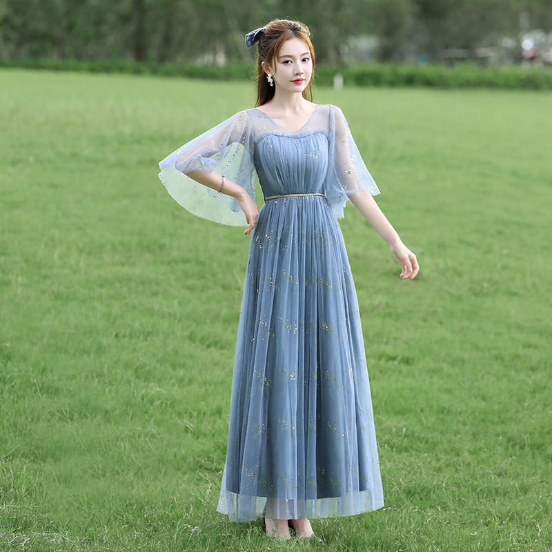 Синий серый [GV воротник летающий рукав] 020