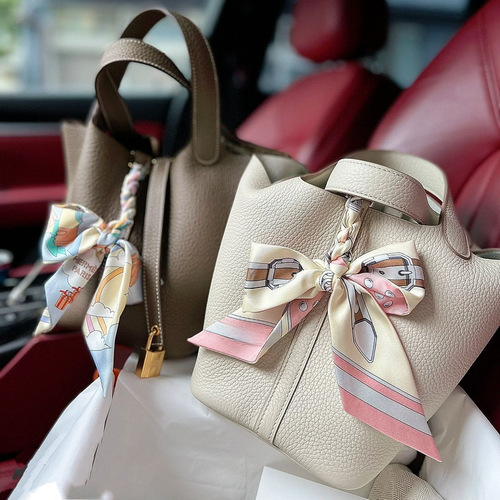  New Togo Top-Grain Leather Lychee Pattern Shopping Basket Water Bucket Bag Fashion Large Capacity Hand-Held Hand-Turned Women's Bag