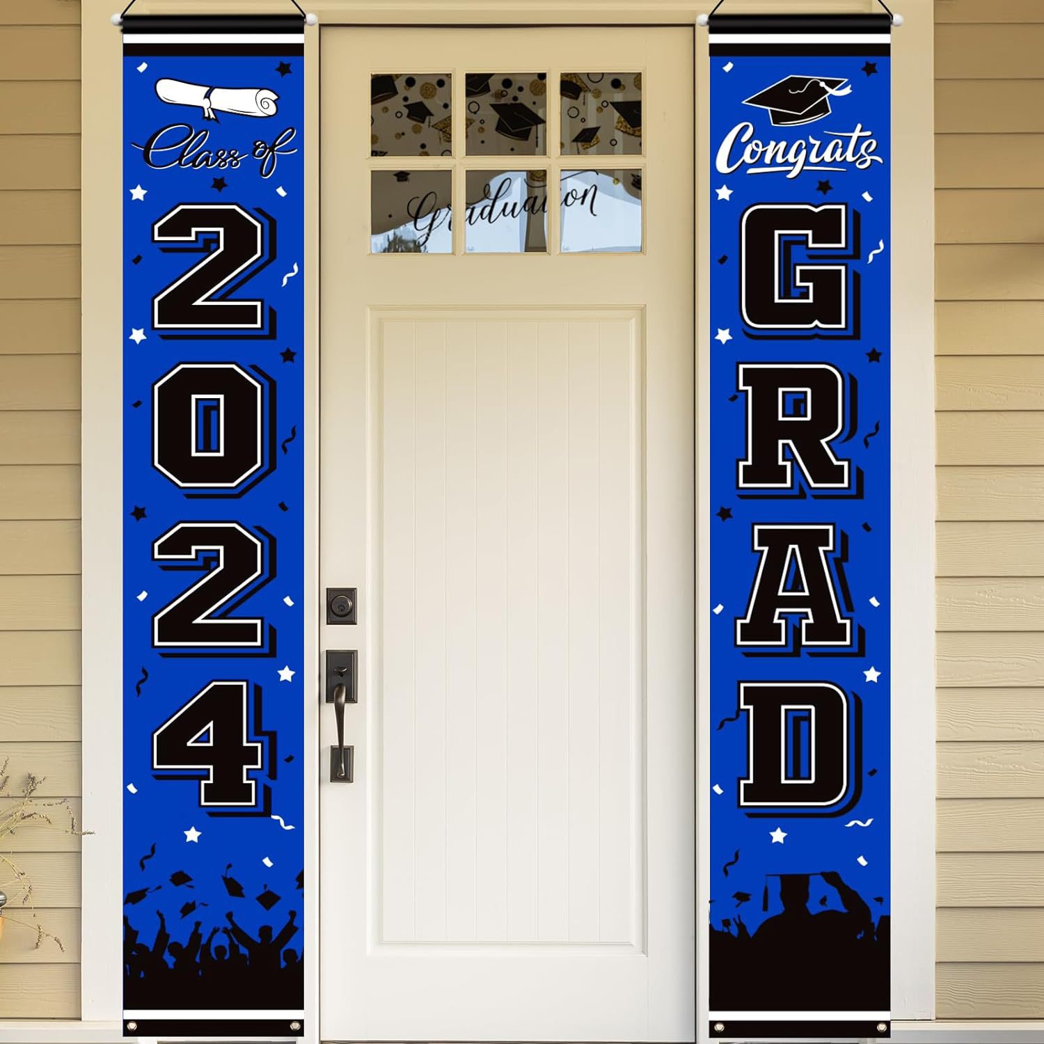 祝贺毕业派对装饰用品门廊标志横幅门挂蓝色横幅派对悬挂装饰对联
