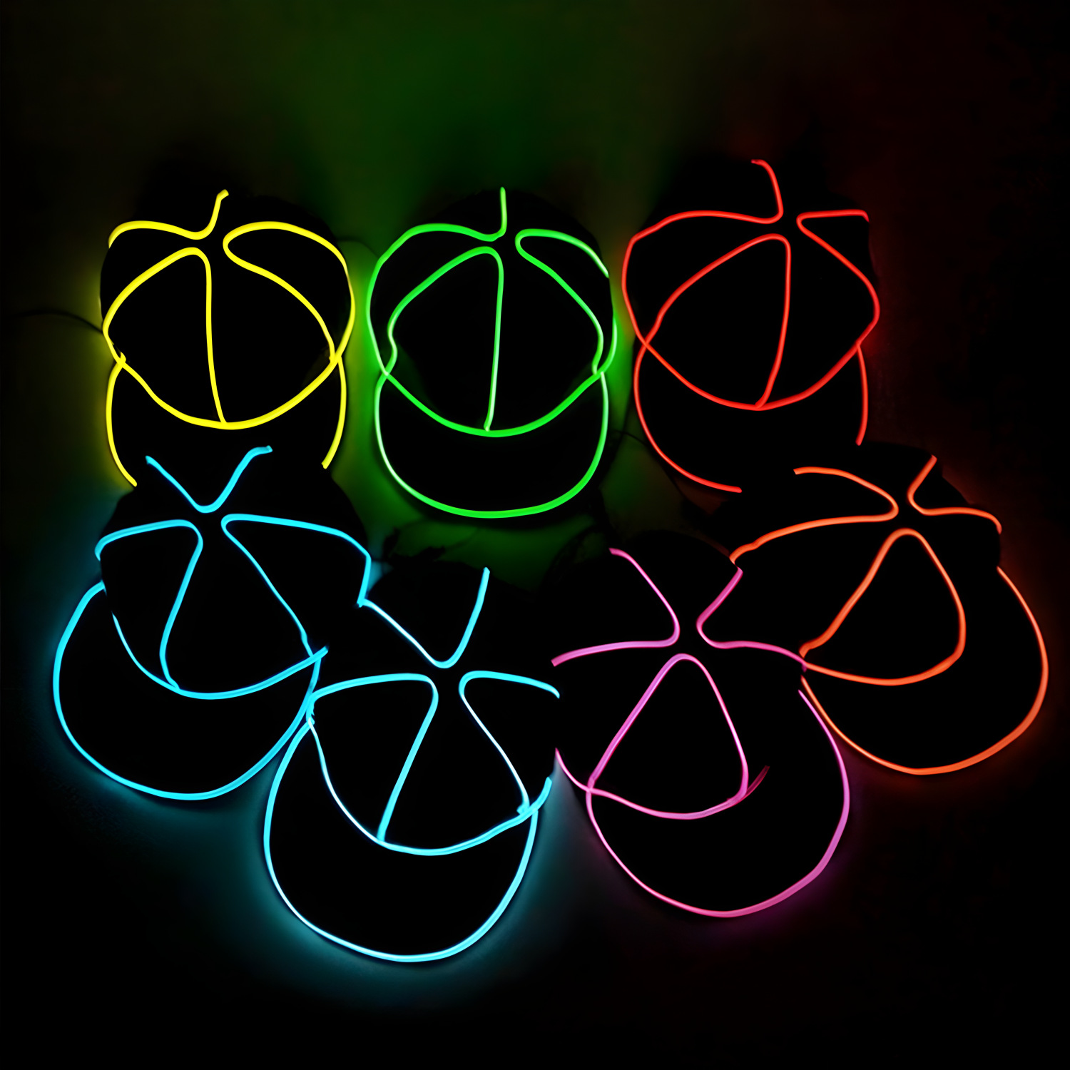 Party EL sombrero de hip-hop luminoso de luz fría bar baile sombrero de béisbol LED luminoso Bungee sombrero de boca de pato