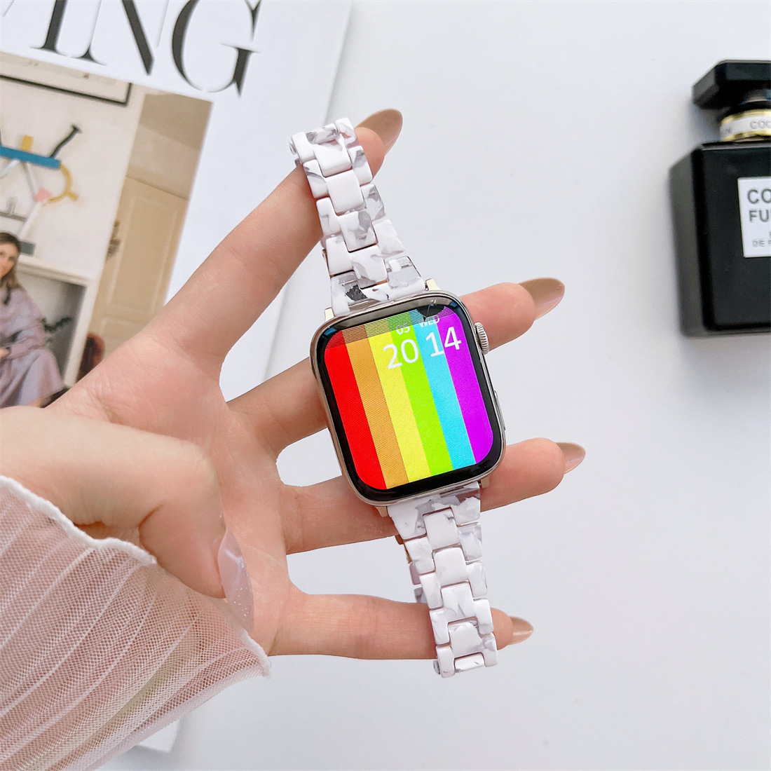 40g Weight Apple watch watchband Classification Resin Material Multicolor, Solid Color Pattern Casual, Retro Style Casual Retro Multicolor Solid Color Apple Watch Watchband 11