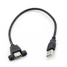 厂家批发USB公对母带耳朵螺丝孔固面板usb2.0延长数据线铝箔屏蔽