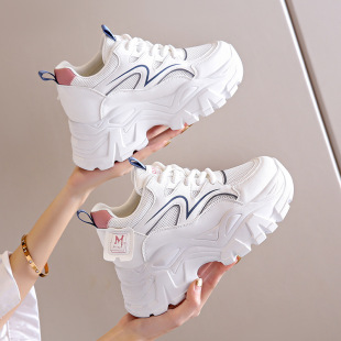 Thick-soled small white shoes 2025 new height-increasing shoes for children summer thin breathable short slim tall dad shoes