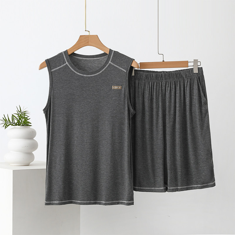 Men's Modal Vest Set Thin Summer Sleeveless Two Piece Casual Plus Size Pajamas Or Loungewear Style_voghion.com