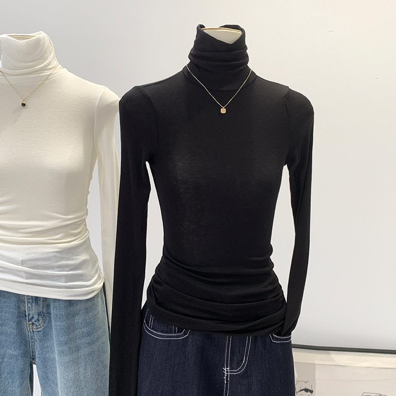欧州在庫 テンセルウール 肌に優しい ソフトで滑らかな ハイネック スリムフィット インナー レディース 秋 2025年新作 Tシャツ