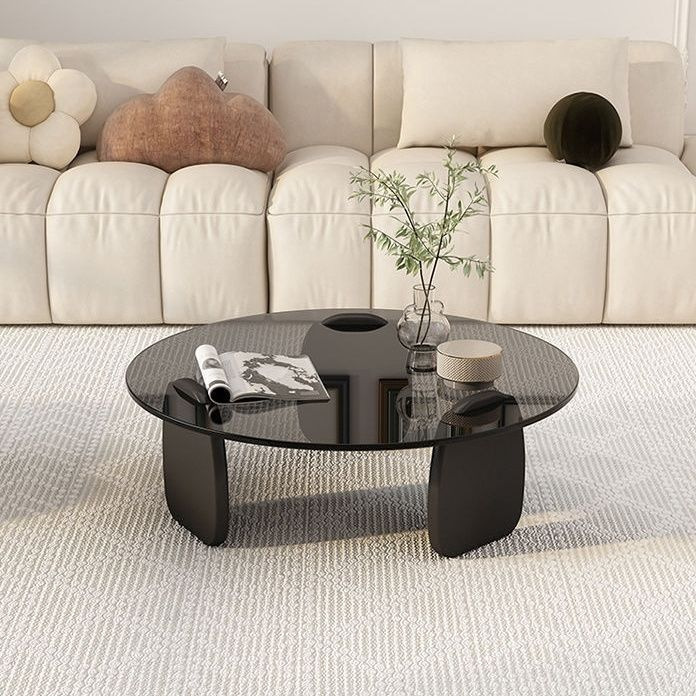 Fábrica directa de fábrica directa pequeña sala de estar de vidrio temperado mesa de té redonda combinación de mesa de té de lujo ligera