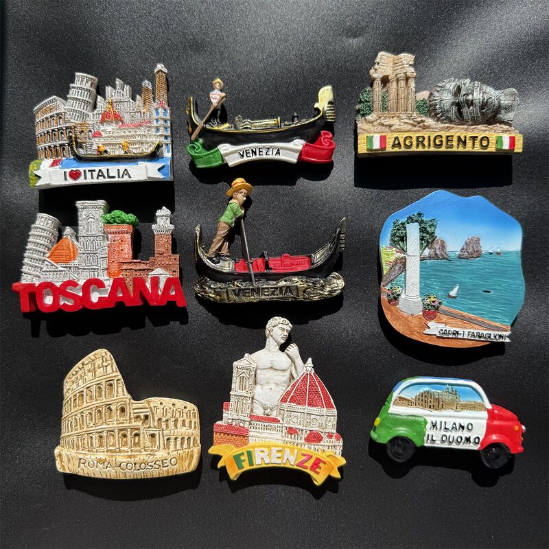 New Wenchuang Italian Scenic Spot Handmade Painted Decorative Refrigerator Stickers Stereo Craft Accompanying Gift Message Stickers