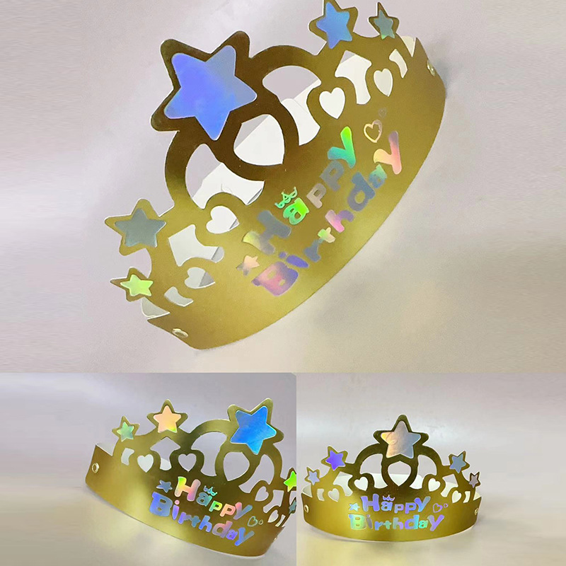 Gold Plated Birthday Hat Adult Children's Birthday Party Internet Red Crown Hat Plus logo Year Old Dress Birthday Hat