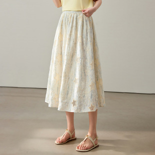 Vacation Style Retro Artistic Embroidered Versatile Skirt Plus Size Women's Clothing for Curvy Women 2025 Summer New Model