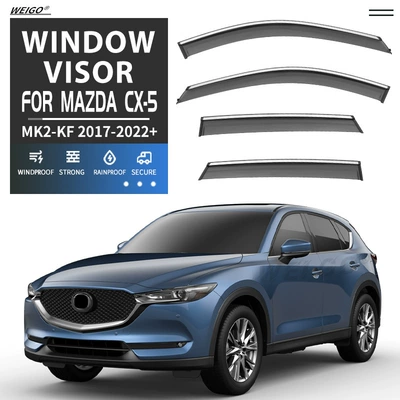 Mazda Cx-5 Window Visor, Rain shield - standard-packing-without-logo-mazda-cx-5-mk2-kf-2017-2025-pc-with-bright-strip-rain-shield