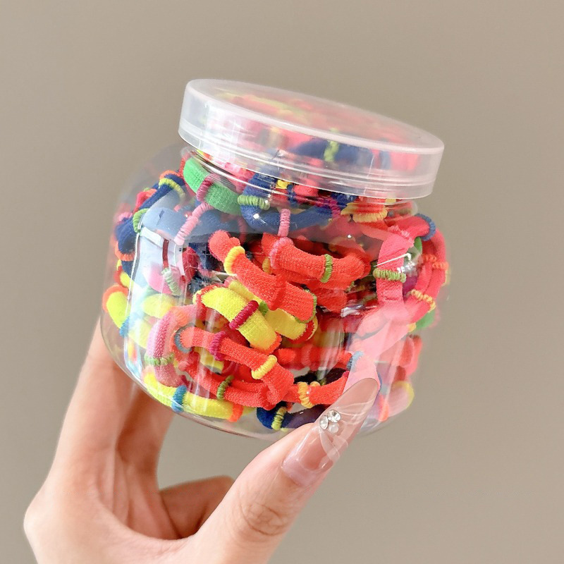 La alta elasticidad de los niños femeninos pequeños negros simples de la banda de goma no duele la banda de goma del pelo Tamaño pequeño cubierta de cuero cuerda de lazo de pelo banda de pelo tocado