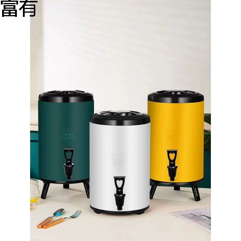 Ведро для чая с молоком из нержавеющей стали 304, коммерческое изолированное ведро, ведро для соевого молока, двухслойное ведро для холодного и горячего чая, магазин чая с молоком №