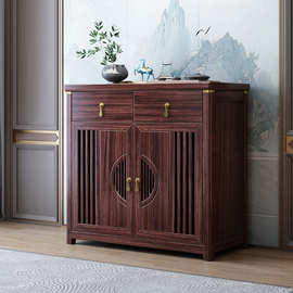 新中式全实木鞋柜玄关柜轻奢乌金木进门家用室外门口入户门客厅柜