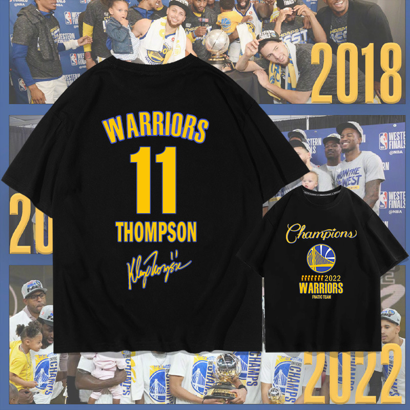 22-year Warriors Thompson won the championship No. 11 short-sleeved T-shirt men's and women's loose cotton basketball training clothes top