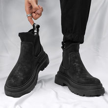 切尔西短靴秋季男士英伦风2024年新款百搭黑色厚底增高工装马丁靴