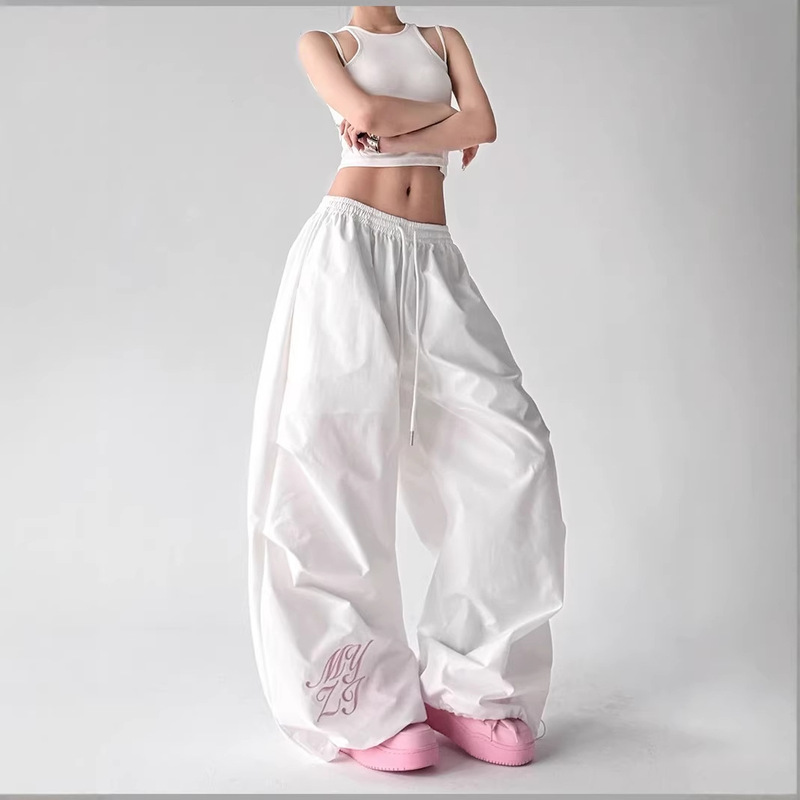 Black and White Hip-Hop Dance Drapey Pants, Jazz Dance Scimitar Pants, Women's Summer Quick-Dry Loose Wide-Leg Pants