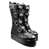 Ботинки на платформе, стиль Lolita/punk, шнуровка и пряжки, шипы, размеры EU 35–47