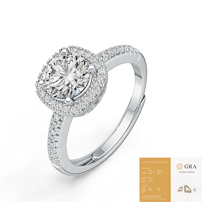 R17100 moissanite 1 carat + 40 small zirconium (including gra certificate)