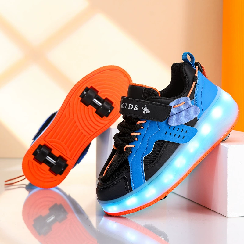 Детские Heelys с 4 колёсами и подсветкой, светящиеся роликовые кроссовки для мальчиков и девочек, размеры 28–40