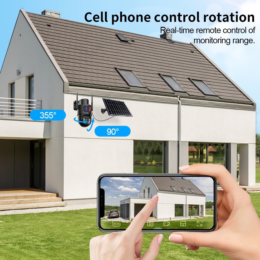 Mayorista monitor de máquina de pelota inalámbrico WIFI cámara al aire libre 4G de visión nocturna a color de alta definición monitoreo solar