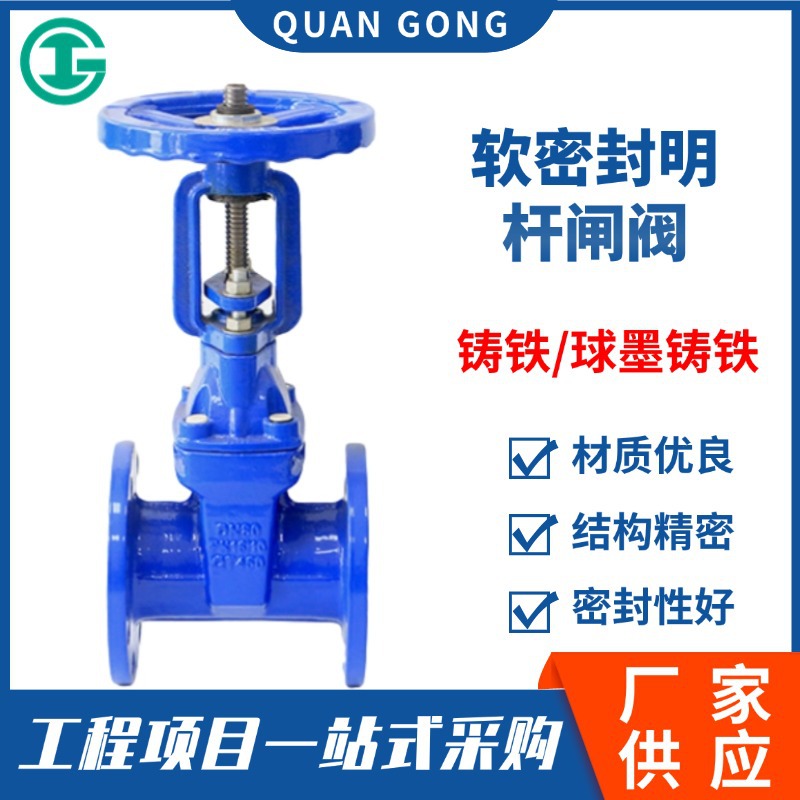 法兰闸阀Z41X-16Q软密封明杆闸阀  球墨铸铁法兰闸阀明杆弹性座封
