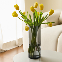 花瓶摆件客厅水养花防摔轻奢感透明直筒富贵竹玫瑰百合落地大