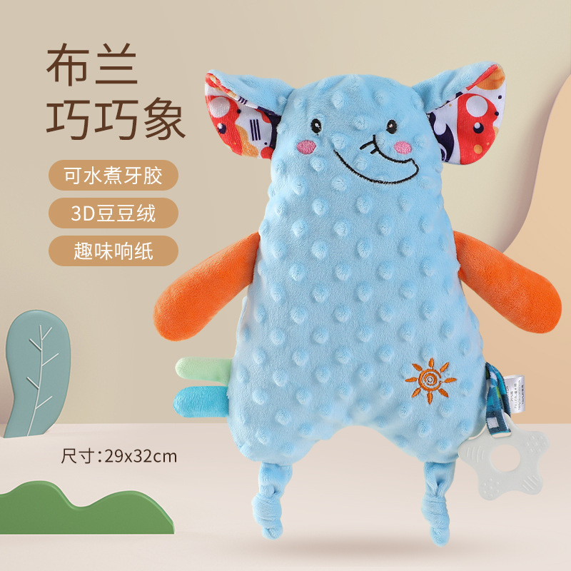 Bebé juguetes bebé calmante para dormir muñeca de peluche con mordedor puede entrar frijol terciopelo calmante toalla saliva toalla