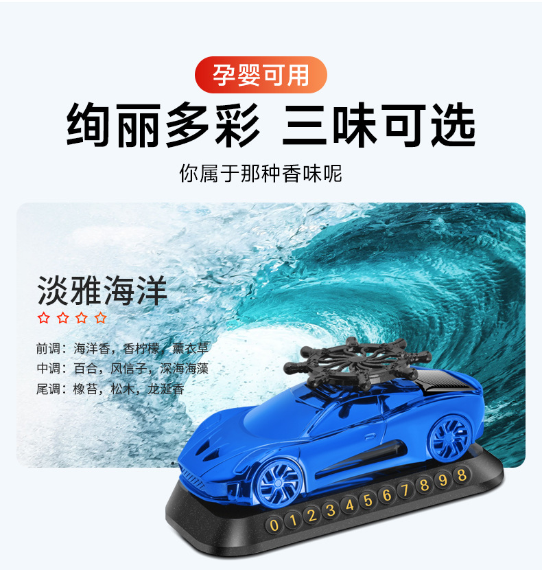 New solar helmsman car model aromatherapy ornaments car perfume three-in-one multifunctional car parking card car