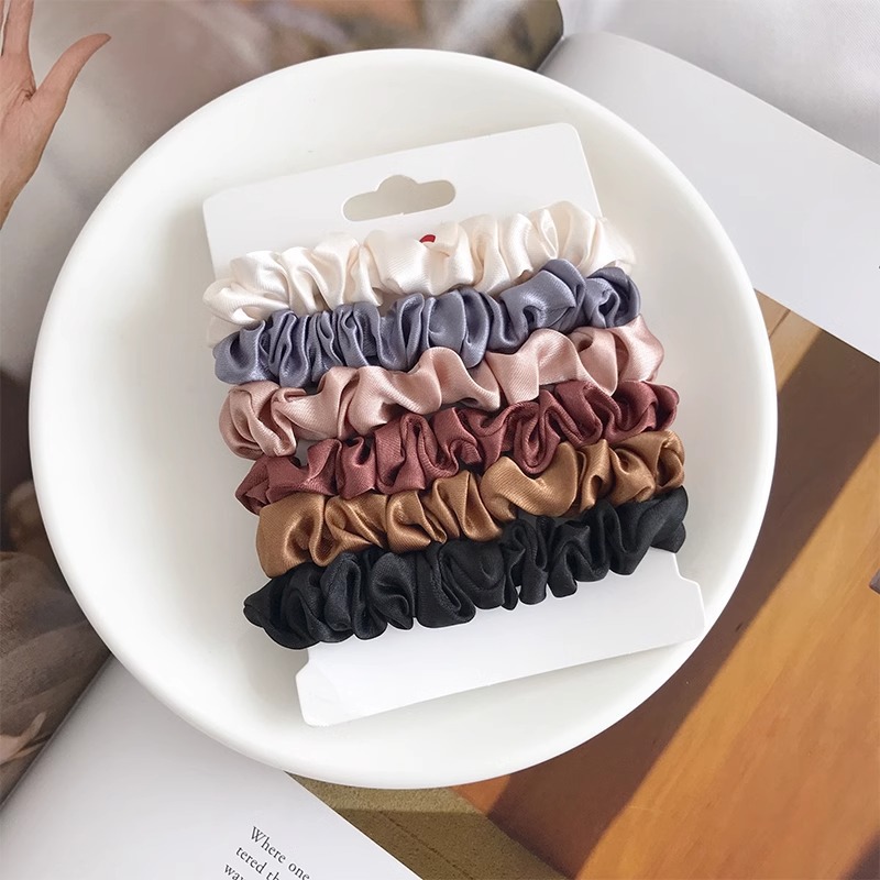 Elegante satén francés anillo de cabello de intestino grande con base de cabello cuerdas de cabeza coreana joyería de cabello correa