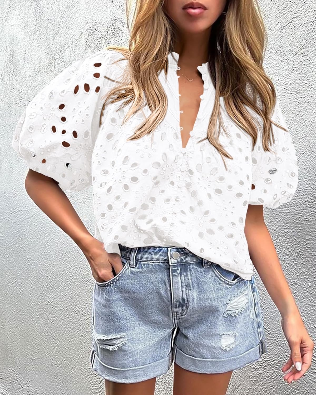 210g Weight Half Sleeve Sleeve Length Puff Sleeve Sleeve Type Polyester Fabric Type Regular Top Length T-shirt Tops Type Holiday, Daily Occasion Standing Collar Neckline Loose Fit Type Solid Color Pattern Summer Season Women's Gender Patchwork Design Vacation Style Wholesale Women's Vacation Solid Color Half Sleeve Patchwork T-Shirts 14