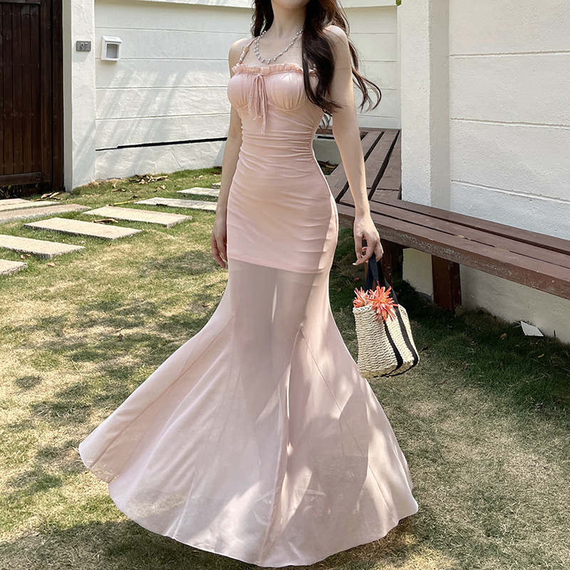 Xs25064 Pure Lust Sexy Suspender Dress 2025 Summer New Ins Same Style Pink High-End Mermaid Skirt Xs25064 Pure Lust Sexy Suspender Dress 2025 Summer New Ins Same Style Pink High-End Mermaid Skirt