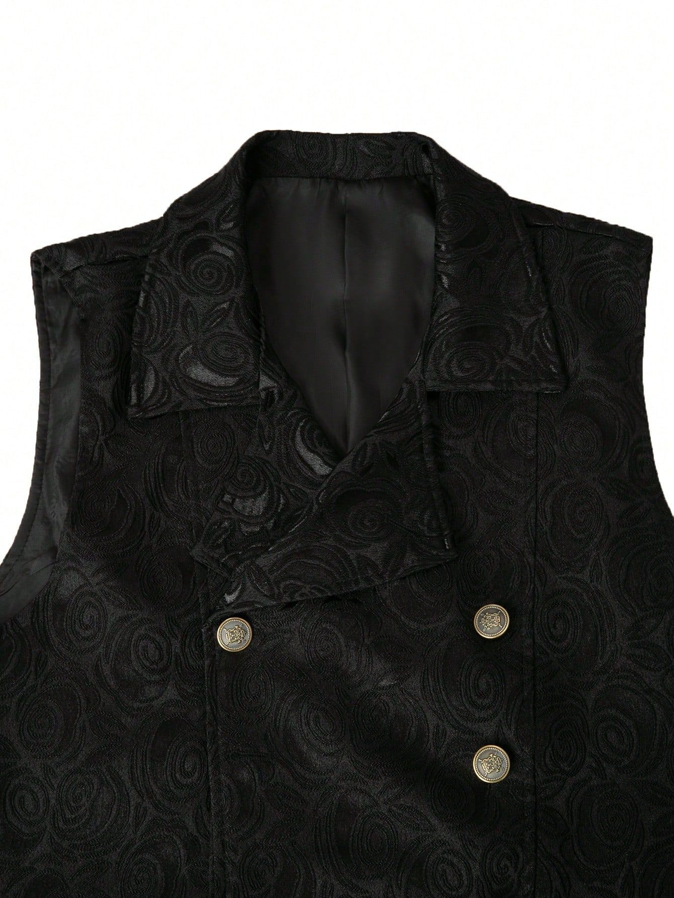Gilet De Costume Homme Croisé Avec Chaîne Style Européen_voghion.com