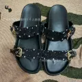 Double button black denim