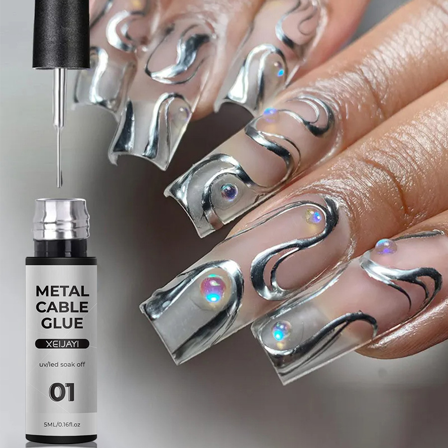 5ml clavo alambre de metal dibujo pegamento gancho borde pintado pegamento de metal de alta densidad fototerapia alambre dibujo pegamento para salón de uñas