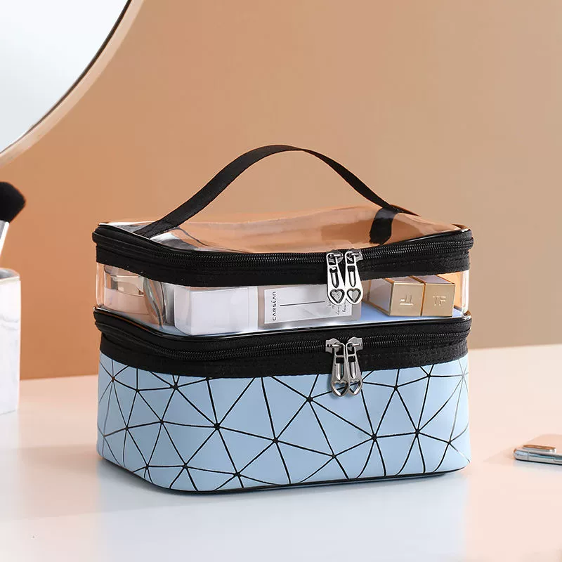 Handheld Cosmetic Bag, Universal Storage System, Double-Layer 25×20×2 cm Portable Organizer