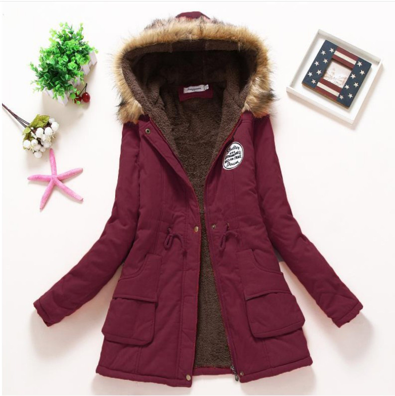 2022 Winter New Round Standard Hooded Large Wool Collar Medium And Long Cotton Clothes Women's Cotton Clothes Wholesale