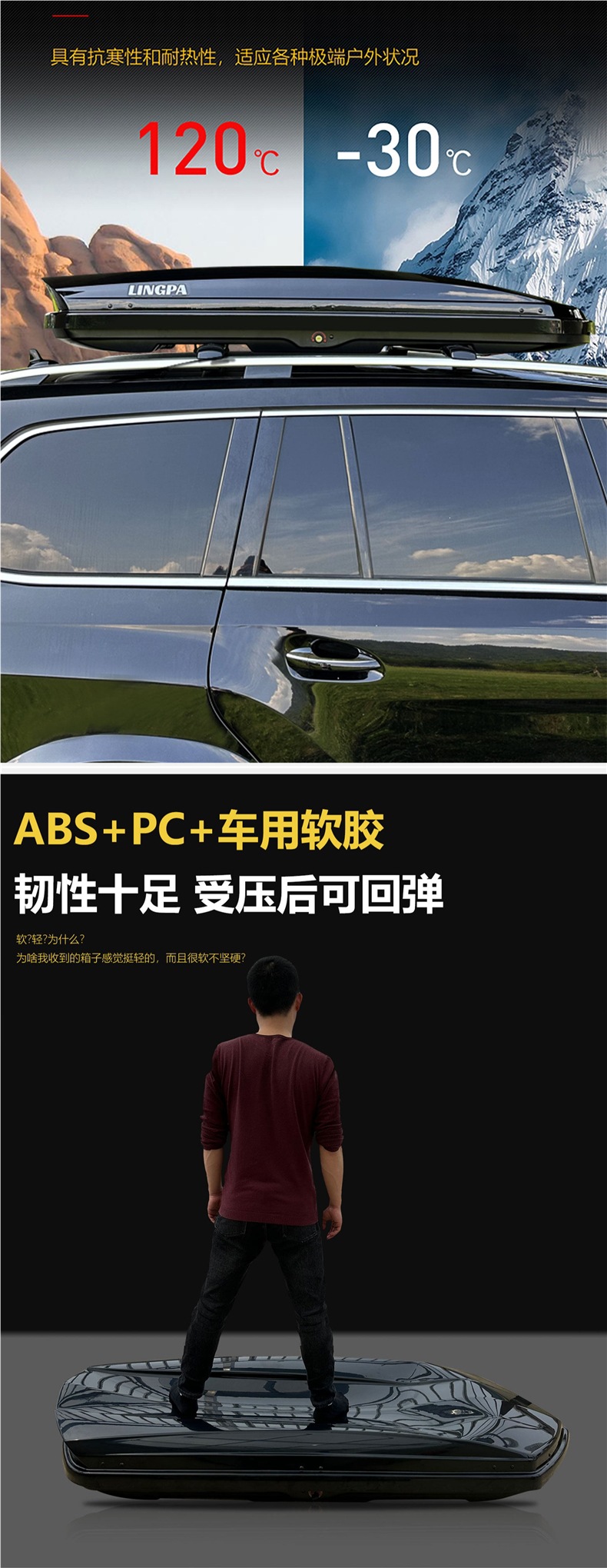 Roof luggage box for SUVs, universal car roof box, luggage rack, travel box, ultra-thin, large capacity, recessed type