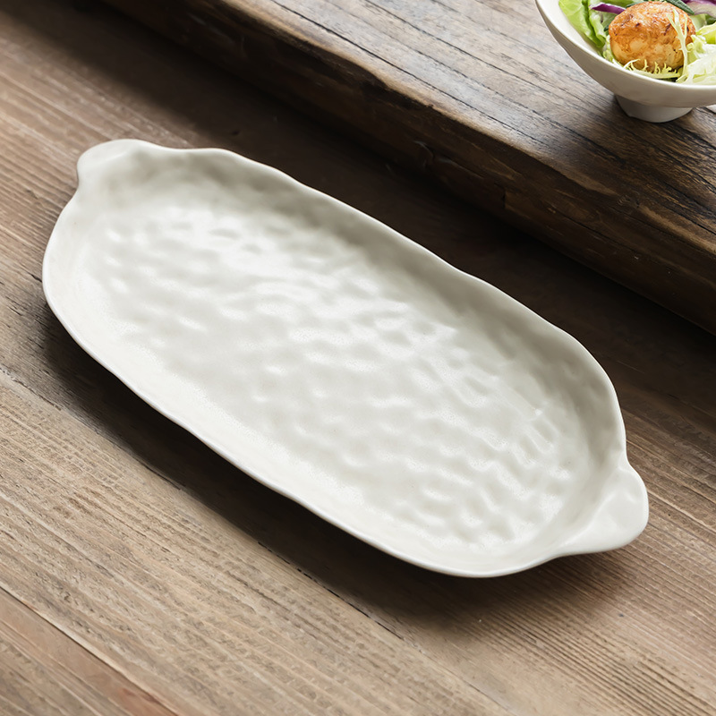 [Series de cubiertos de Old Time Lane] platos de cerámica retrógrados, platos de arroz caseros, platos irregulares, platos de pescado