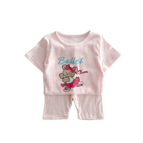 Korean ins summer new candy color print set baby comfortable western style top + pants girl baby two-piece set