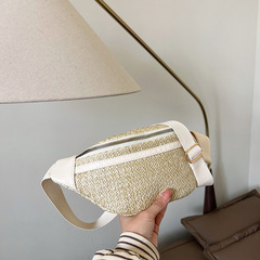 今年流行編織撞色拼接小包包女夏季2024草編時尚潮流個性斜挎包